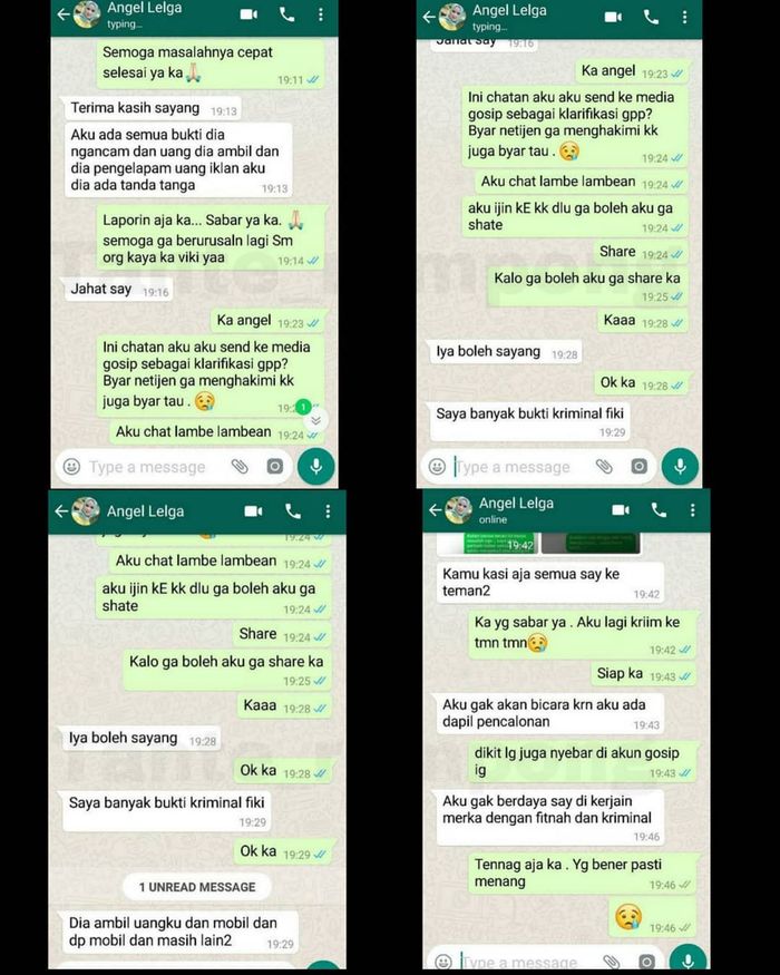chat Angel Lelga dengan sahabatnya setelah digerebek (2)