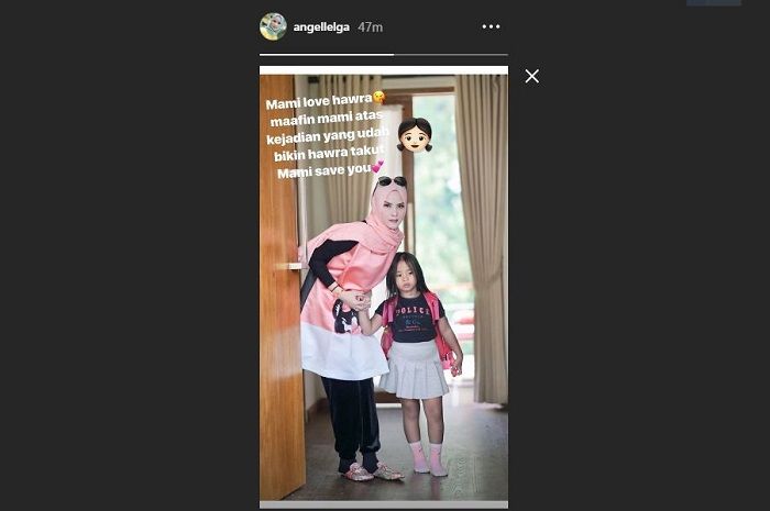 Hasil tangkap layar unggahan Angel Lelga di Instagram Story miliknya.