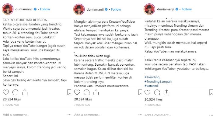 Komentar Anji Manji
