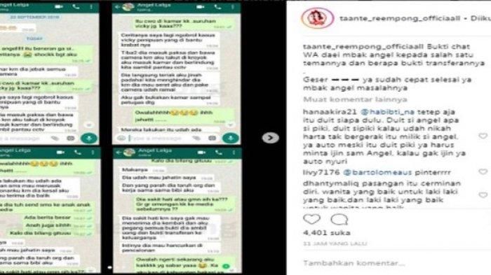 Percakapan Angel Lelga dengan temannya