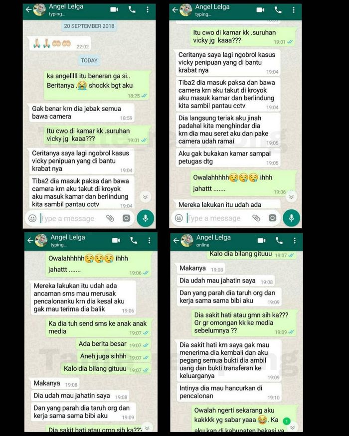 chat Angel Lelga dengan sahabatnya setelah digerebek (1)