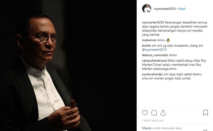 unggahan Roy Marten di instagram
