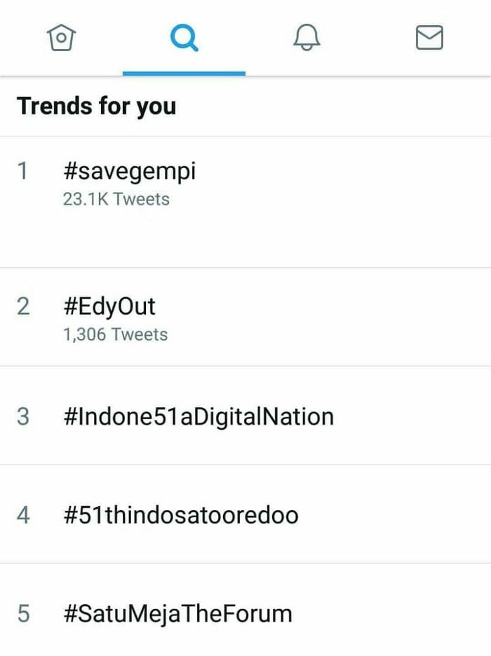 Tagar #SaveGempi sempat menjadi trending di Twitter