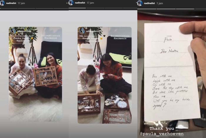 Nadine dan Advina menerima kotak bridesmaid dari Paula Verhoeven