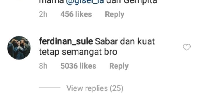 Komentar Sule di unggahan Gading Marten