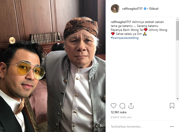 Raffi Ahmad mengaku menangis saat bertemu dengan ayah dari Baim Wong