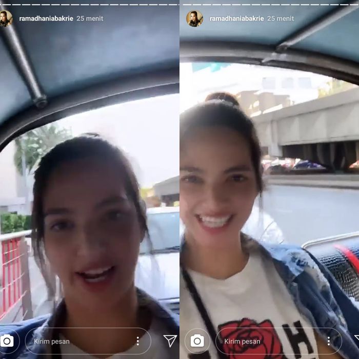 Nia Ramadhani menaikki tuk-tuk, kendaraan mirip bajaj di Indonesia
