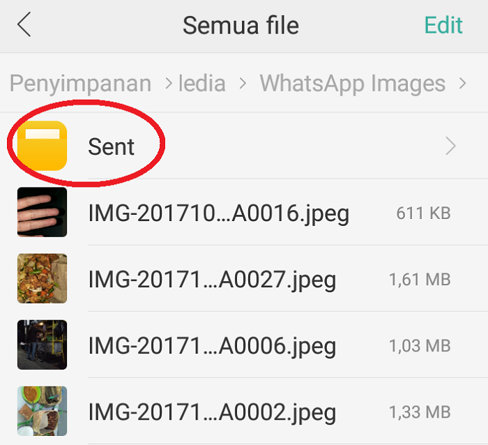 klik folder sent