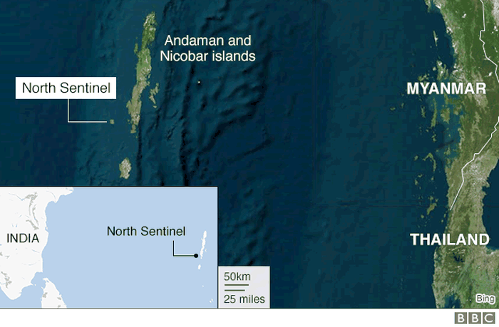 Lokasi pulau Andaman di mana suku Sentinel tinggal