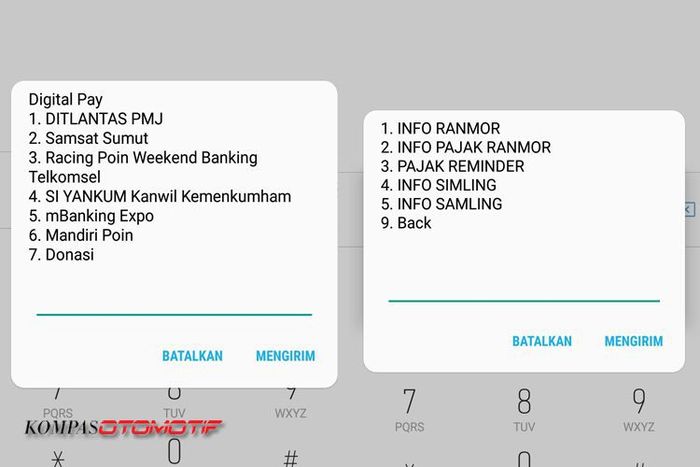 Layanan informasi kendaraan dan pajak *368# dan SMS 8893