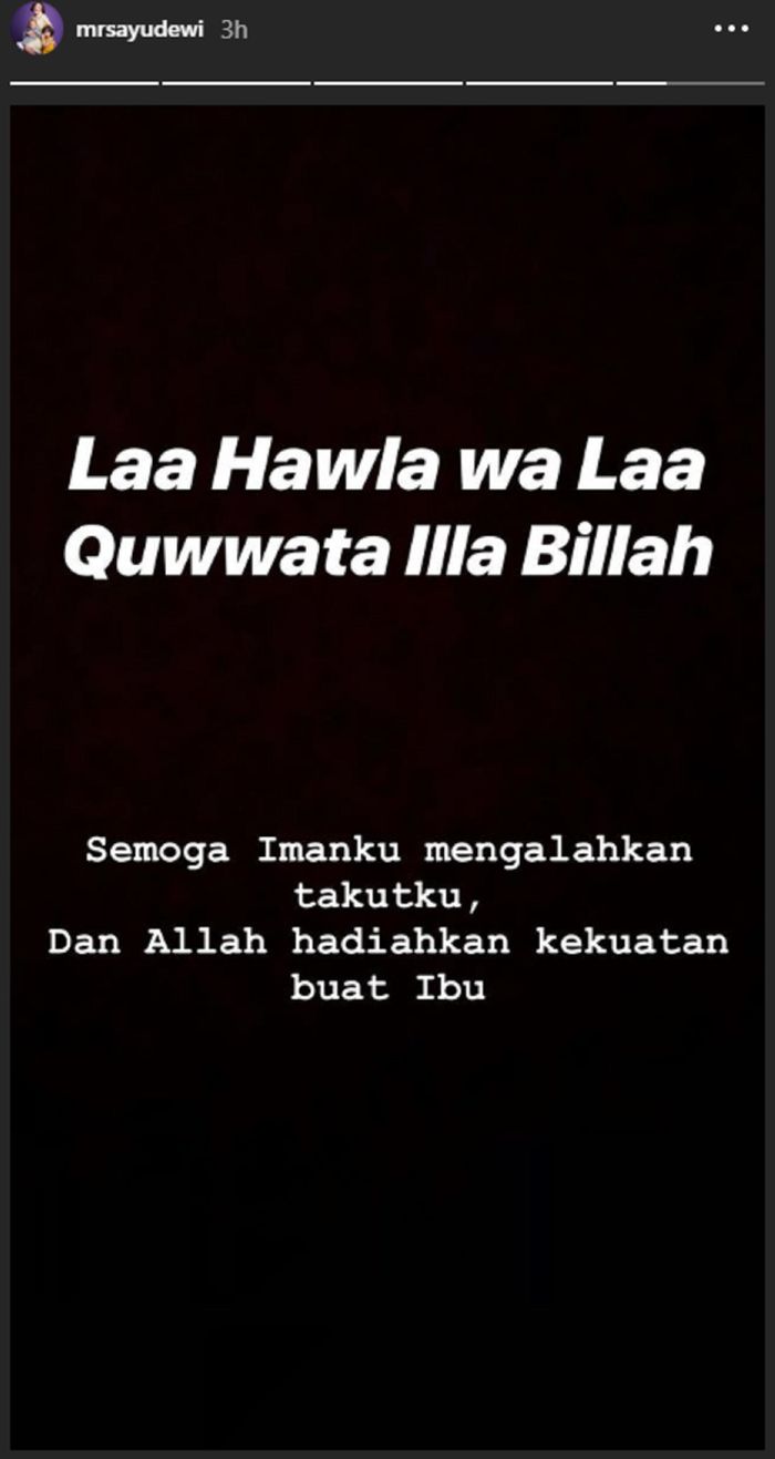 unggahan Ayu Dewi melalui Instagram stories