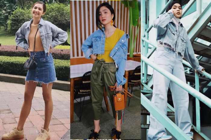 Para selebritis milenial terlihat tampil styish mengenakan paduan jaket jeans model croppty yang lagi hits di dunia fashion