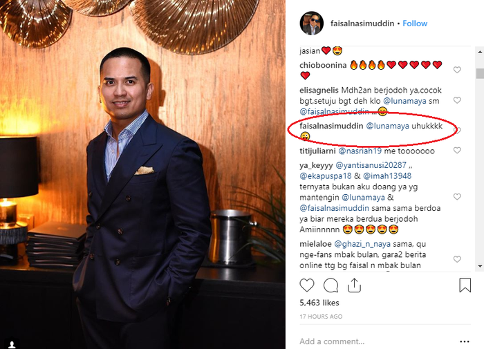 Luna Maya ketahuan goda Faisal Nasimuddin