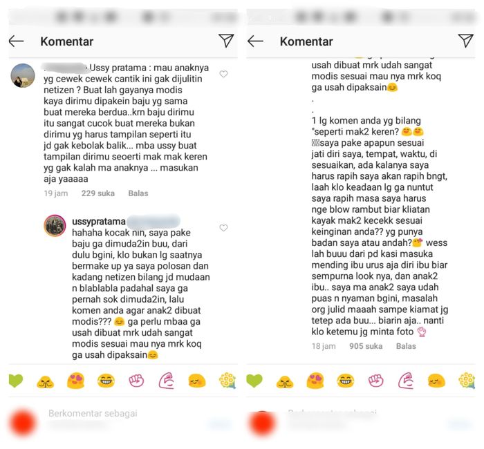 Balasan Ussy penampilannya diusik