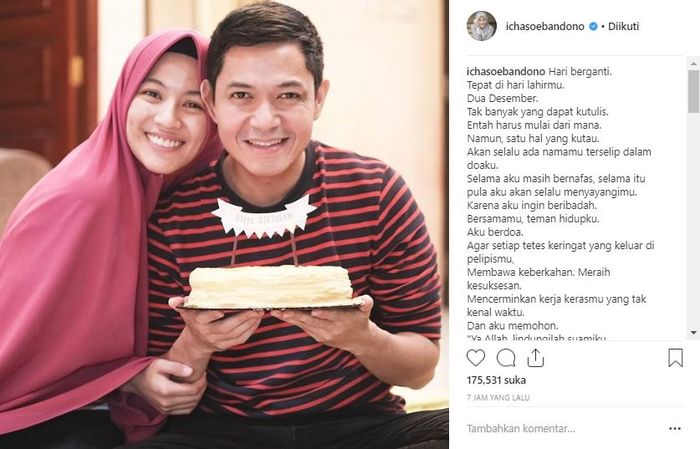 Alyssa Soebandono menuliskan puisi di pertambahan usia Dude Harlino