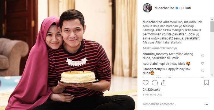 Dude Harlino ucapkan rasa syukur di pertambahan usianya