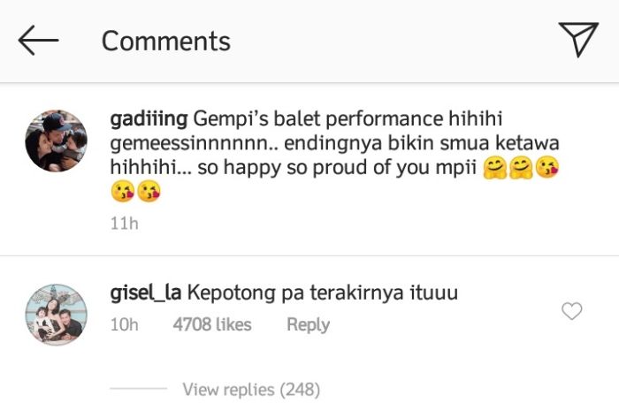Komentar Gisella di postingan Gading Marten
