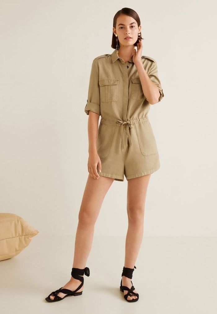 Mango Shirt Collar Jumpsuit