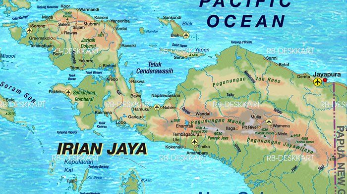 Peta Irian Jaya yang dulu bernama Irian Barat dan kini bernama Papua.