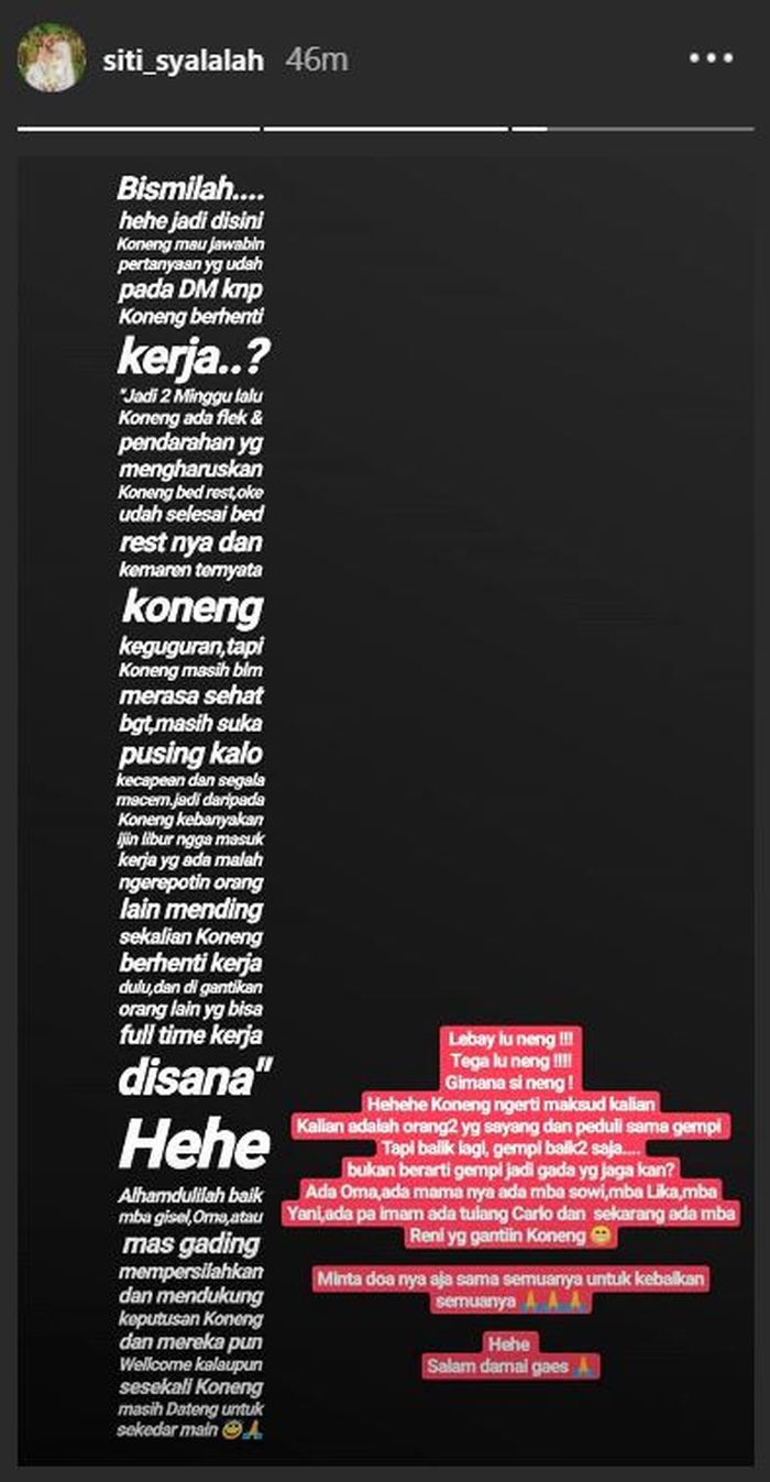 Klarifikasi Koneng Saat berhenti poengasuh gempita