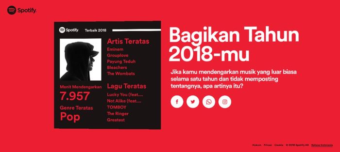 Bagikan lagu-lagu yang paling sering didengarkan lewat Spotify Wrapped 2018