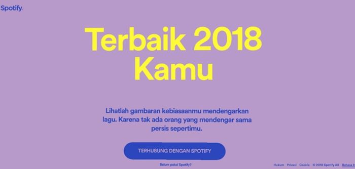 Spotify Wrapped 2018 untuk mengetahui lagu yang paling sering diputar sepanjang tahun 2018.
