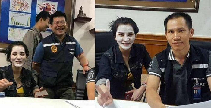 dua orang polisi di Chiang Rai dihukum karena berfoto dengan