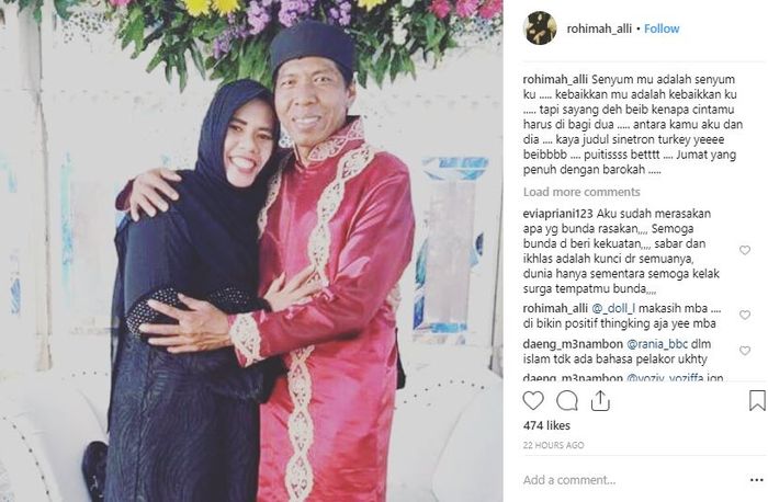 Istri pertama Kiwil, Rocchimah, posting curhatan soal berbagi cinta
