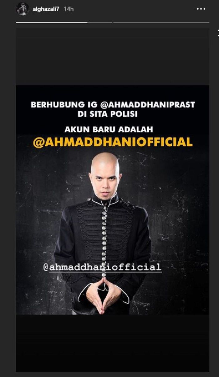 Al Ghazali beberkan akun Instagram yang baru milik Ahmad Dhani