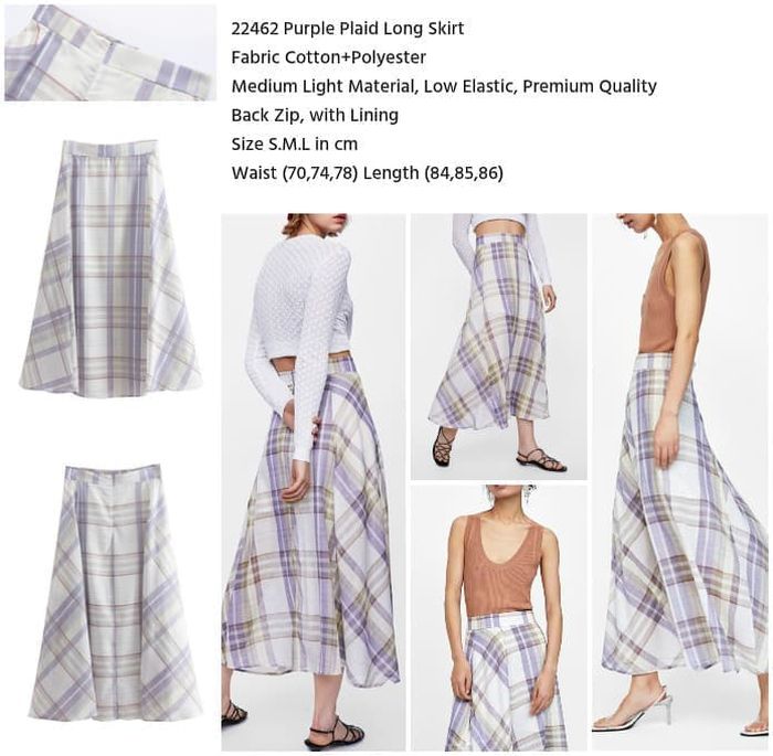 Tren gaya hijab 2019 dengan Purple Plaid Long Skirt