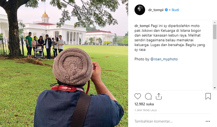 Tompi berkesempatan menjadi fotografer <a href='https://pontianak.tribunnews.com/tag/keluarga' title='keluarga'>keluarga</a> presiden