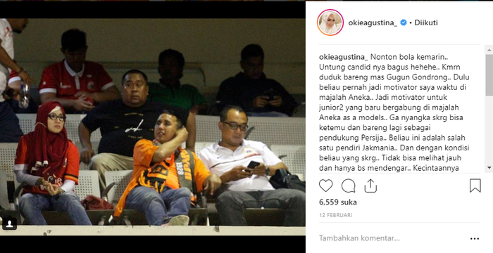 Kondisi <a href='https://pontianak.tribunnews.com/tag/gugun-gondrong' title='Gugun Gondrong'>Gugun Gondrong</a> saat saksikan pertandingan <a href='https://pontianak.tribunnews.com/tag/persija' title='Persija'>Persija</a> di Solo, Sabtu (10/2/2018).