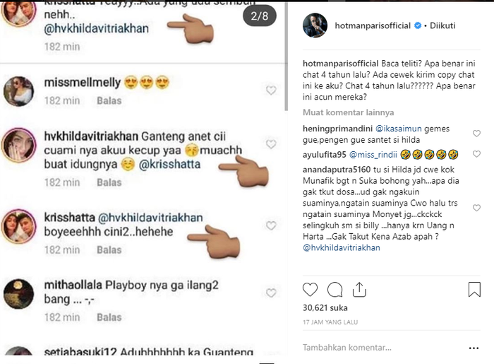Hotman Paris bongkar komentar Hilda Vitria yang menyebut Kriss Hatta suaminya