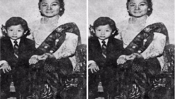 Kartini Manoppo, istri kelima Soekarno bersama putranya (Capture TribunJabar)
