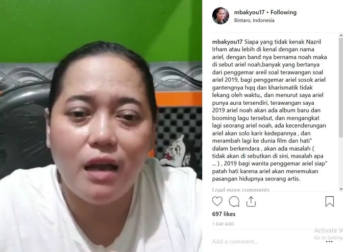 postingan Mbak You tentang Ariel Noah