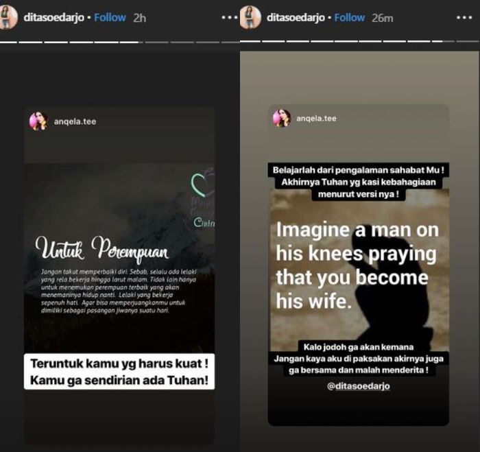 Sang Sahabat Sebut Dita Seodarjo Batal Nikah, Dita Posting Curhatan Sendu: Kuserahkan Pada Tuhan