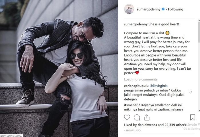 Denny Soemargo mengunggah foto kenangannya bersama Dita Soedarjo dengan turut mencantumkan kalimat-k