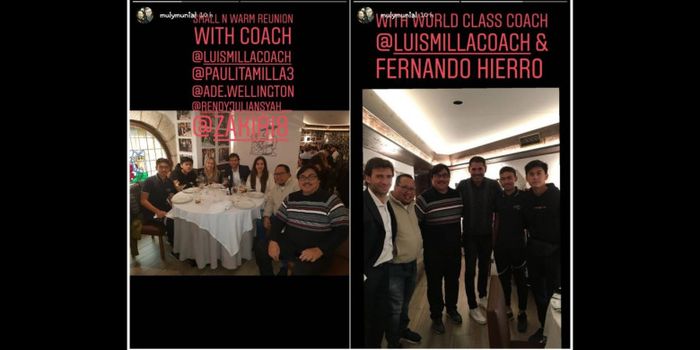 Agen pemain Muny Munial mengunggah kebersamaan Rendy Juliansyah dan Luis Milla di Spanyol, Jumat (14/12/2018).