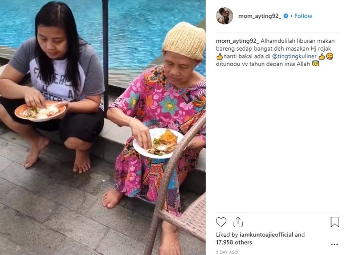 ART <a href='https://pontianak.tribunnews.com/tag/ayu-ting-ting' title='Ayu Ting Ting'>Ayu Ting Ting</a> yang tua makan di bawah
