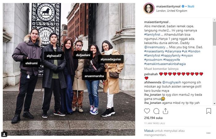 Maia Estianty liburan di London bersama anak dan pacar anak-ananknya