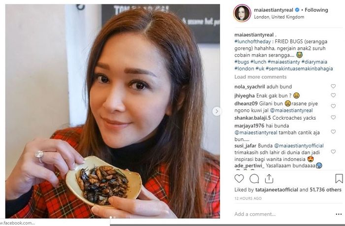 Maia Estianty mengajak anak-anaknya untuk mencoba makanan ekstrem saat berlibur ke London, Inggris.