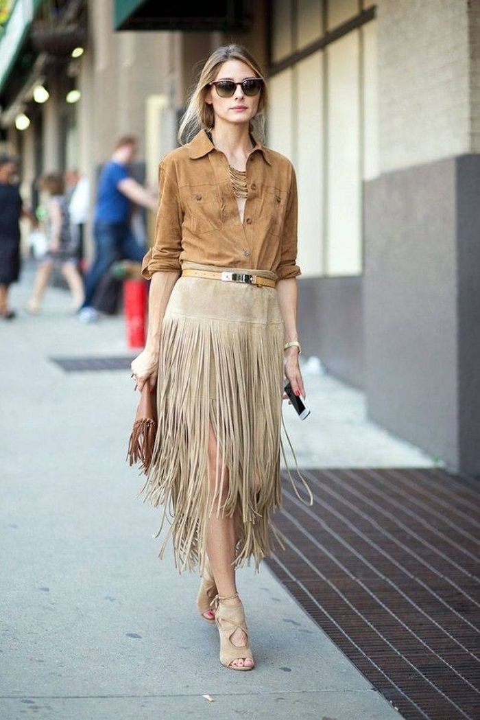 Olivia Palermo fringe skirt