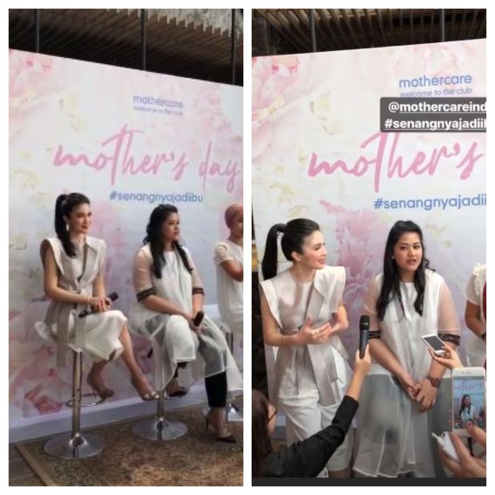 Penampilan Sandra Dewi dan penampilan Kahiyang Ayu di acara Hari Ibu