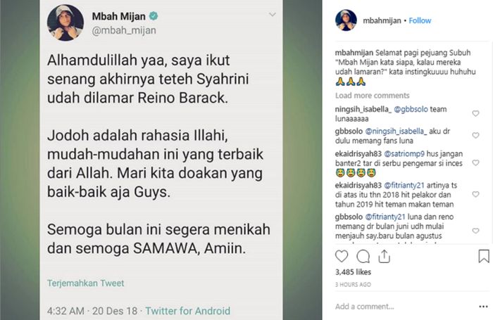 instagram.com/mbahmijan
Postingan Mbah Mijan soal Syahrini dan Reino Barack