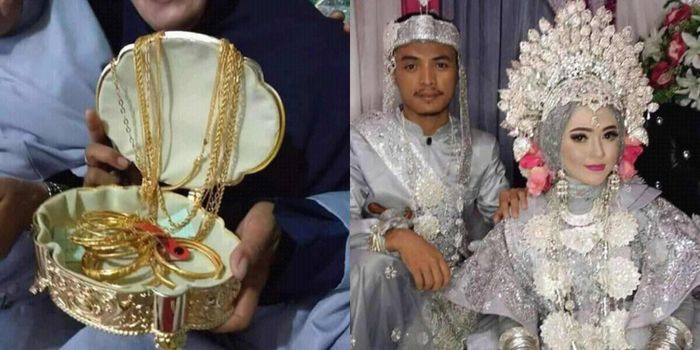 pernikahan Firda Fitria dan Muhammad Ikbal, panaik 100 gram emas