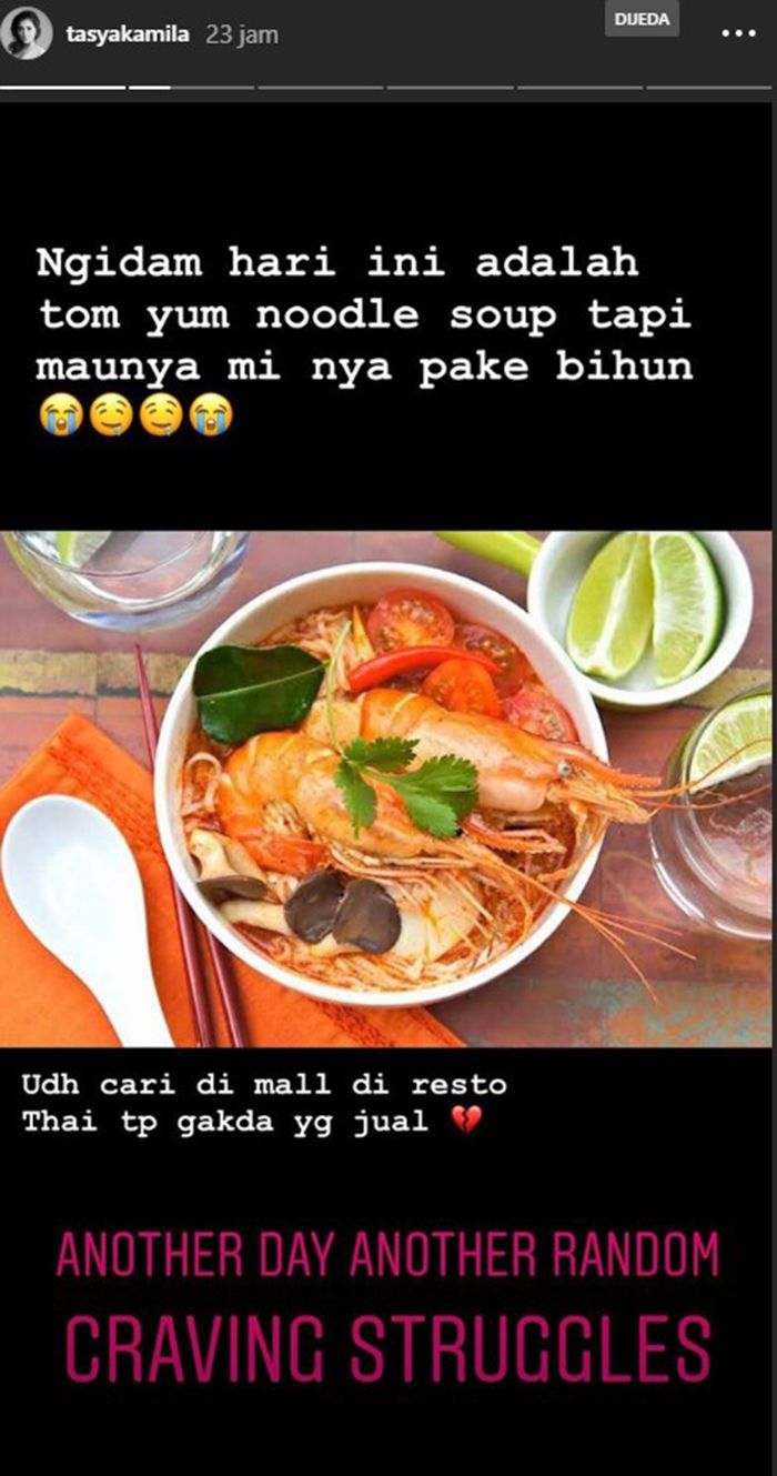 Tasya Kamila ngidam Tom Yum Noodle Soup