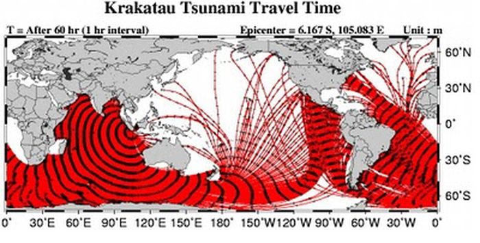 Tsunami karena aktivitas gunung berapi.