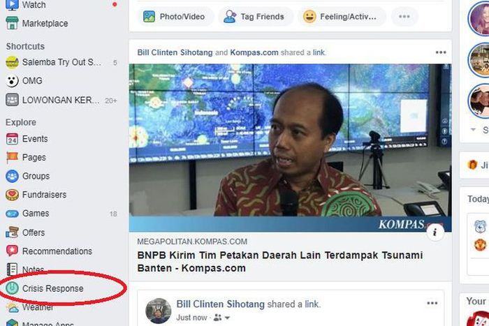 Facebook Crisis Centre Menu