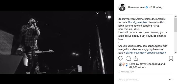 Ifan Seventeen sampaikan kalimat perpisahan untuk Andi Seventeen (drummer)