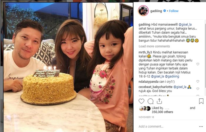 Berderai Air Mata, Gisel Kenang Momen Ulang Tahunnya Bersama Gading Marten